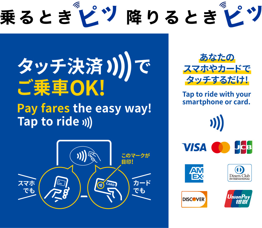 乗るときと降りるときにかざすだけ